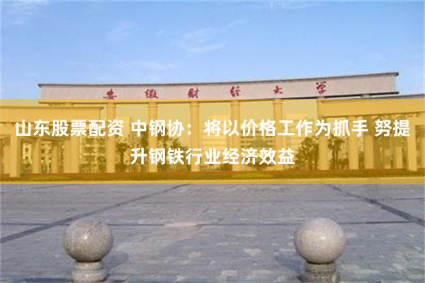 山东股票配资 中钢协：将以价格工作为抓手 努提升钢铁行业经济效益