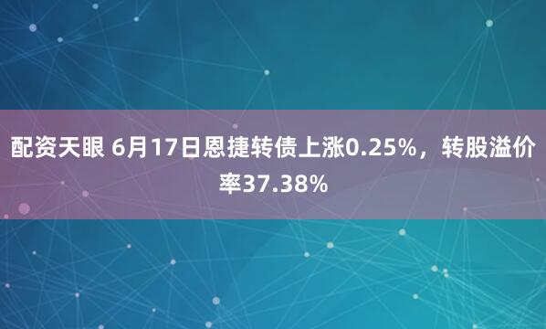 配资天眼 6月17日恩捷转债上涨0.25%，转股溢价率37.38%