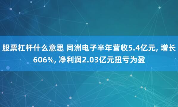 股票杠杆什么意思 同洲电子半年营收5.4亿元, 增长606%, 净利润2.03亿元扭亏为盈